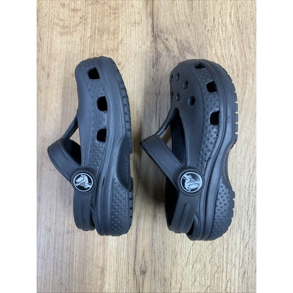 Crocs Classic Kid's US 1 Clogs Black Ankle Strap Round Toe Comfort Slip On Shoes - Picture 9 of 16
